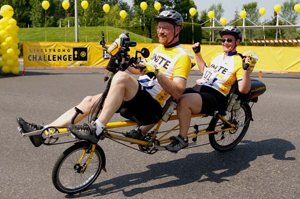 The only tandem recumbent in the Lance Armstrong -  Livestrong Challenge in Portland, OR
